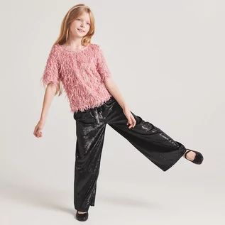 Spodnie i spodenki dla dziewczynek - Reserved - Welurowe kuloty z połyskiem - Czarny - grafika 1