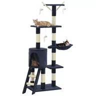 Drapaki dla kotów - GSTORE Drapak dla kota ze słupkami sizalowymi 138 cm granatowy GS-170582 - miniaturka - grafika 1