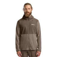 Kurtki męskie - Męski polar z kapturem Jack Wolfskin PRELIGHT TRAIL HOODY M cold coffee - S - miniaturka - grafika 1
