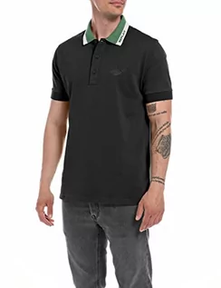 Koszule męskie - Replay M6511 męska koszula polo, 098 czarna, S, 098 BLACK, S - grafika 1