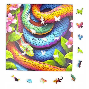Puzzle Kolorowy Wąż Mruu&Pruu 25 x 25 cm 150 elementów Układanka drewniana - Puzzle - miniaturka - grafika 1