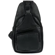 Plecaki - Plecak crossbody ze skóry naturalnej -czarny - miniaturka - grafika 1