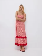 Sukienki - Reserved - Sukienka maxi w kratę - czerwony - miniaturka - grafika 1