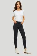 Spodnie damskie - Grafitowe, jeans&#039;owe spodnie typu rurki - Greenpoint - miniaturka - grafika 1