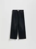 Spodnie i spodenki dla dziewczynek - Reserved - Jeansy wide leg - czarny - miniaturka - grafika 1