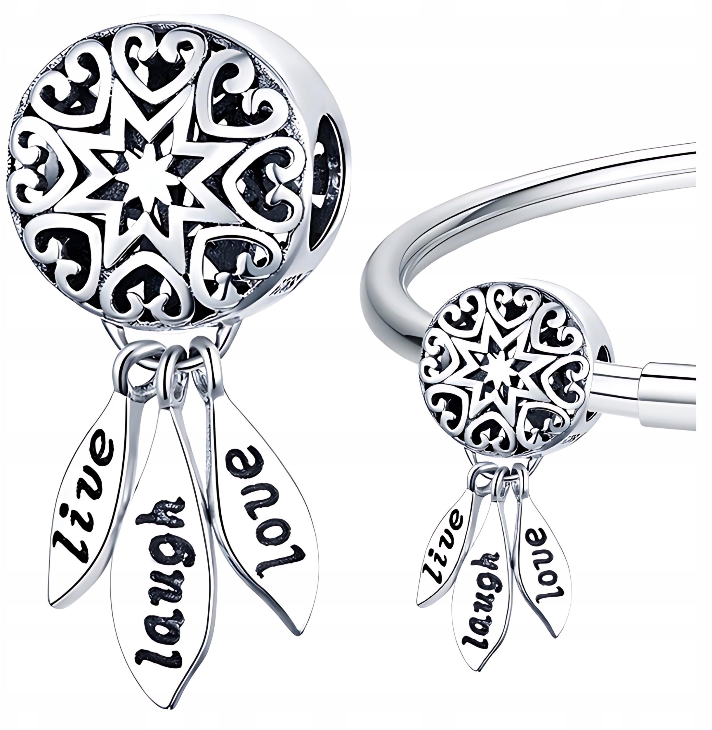 Ivybands CHARMS ŁAPACZ SNÓW srebro 925 koralik zawieszka love laugh hope beads