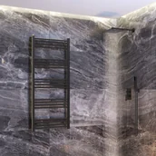 Grzejniki łazienkowe - GRZEJNIK ŁAZIENKOWY CZARNY DRABINKOWY 60x140 cm KALORYFER NOWOCZESNY BRENO - miniaturka - grafika 1