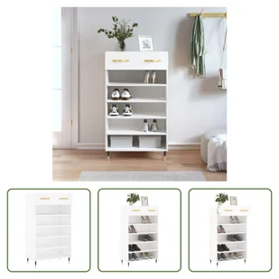 The Living Store Szafka na buty biała 60x35x105 cm Materiał drewnopochodny - Szafki na buty The Living Store Szafka na buty biała 60x35x105 cm Materiał drewnopochodny - Szafki na buty - miniaturka - grafika 1