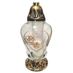 Znicz szklany LW Z-477 serce 36 cm bezbarwny - Lampiony i znicze - miniaturka - grafika 1