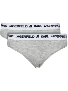 Majtki damskie - KARL LAGERFELD Komplet 2 par fig klasycznych Logo Hipsters Set 211W2125 Szary - grafika 1