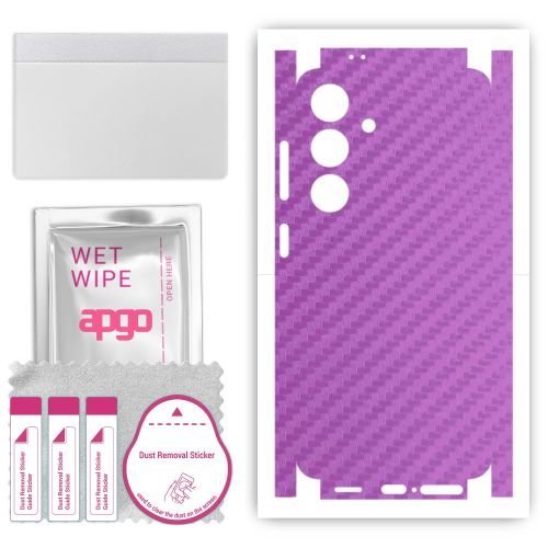 folia naklejka skórka strukturalna na TYŁ+BOKI do Samsung Galaxy S24 - Carbon Fioletowy - apgo SKINS