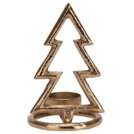 Świeczniki - świecznik na tealight aluminiowy złoty choinka 16 cm kod: O-569528-C - miniaturka - grafika 1