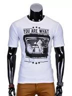 Koszulki męskie - T-shirt męski z nadrukiem - biały S816 - miniaturka - grafika 1