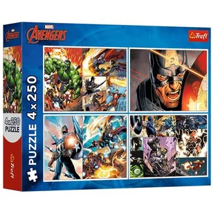 Puzzle 4x250 elementów Bohaterskie dni Avengers (13309). od 7 lat - Puzzle - miniaturka - grafika 1