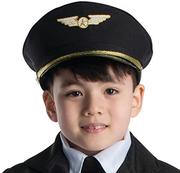 Zabawy w naśladowanie dorosłych - Dress Up America Czapka pilota - Czarna czapka kapitana linii lotniczych - Akcesoria do kostiumów pilota dla dzieci i dorosłych - miniaturka - grafika 1