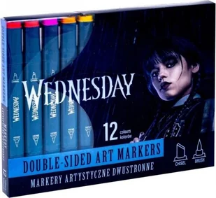 Markery trójkątne dwustronne 12kol Wednesday ASTRA - Kolorowanki, wyklejanki - miniaturka - grafika 1