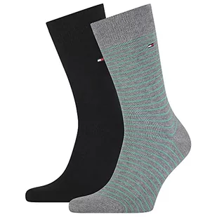 Tommy Hilfiger Męskie skarpetki Small Stripe Classic (2 sztuki), szary melanż/zielony, 39 EU - Skarpetki męskie - miniaturka - grafika 1