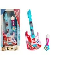 Lean Toys Gitara elektryczna z mikrofonem różowa - Instrumenty muzyczne dla dzieci - miniaturka - grafika 1
