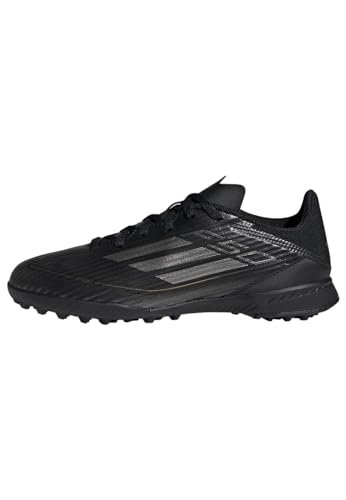 adidas Dziecięce buty piłkarskie F50 League uniseks, Rdzeń czarny żelazny metaliczny złoty, 38 EU