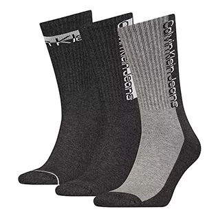 Skarpetki męskie - Calvin Klein Męskie skarpety Crew Sock Calvin Klein Jeans Athleisure Men's Crew Socks 3-pak, ciemnoszary melanż, rozmiar uniwersalny - grafika 1