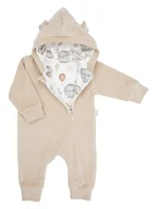 Kombinezony dla dzieci - Chłopięcy kombinezon welurowy z podszewką beżowy Nicol r.80 - miniaturka - grafika 1