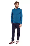 Swetry męskie - Armor Lux Granatowy Sweter Męski Jednolity Fouesant, Mroźny niebieski, S - miniaturka - grafika 1