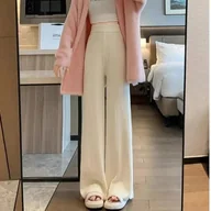 Spodnie damskie - Rozpinane spodnie damskie - Biały - miniaturka - grafika 1