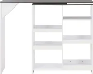 Ławy i stoliki kawowe - Elior Stolik barowy Rinke z ruchomym regałem biało-szary - miniaturka - grafika 1