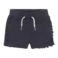 Spodenki damskie - DIRKJE Dziewczęce krótkie ciemnoniebieskie szorty z falbankami, niebieski, 116 cm - miniaturka - grafika 1