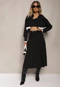 Spódnice - Czarna Spódnica o Rozkloszowanym Kroju High Waist z Paskiem i Imitacją Kieszeni Rivivia - miniaturka - grafika 1