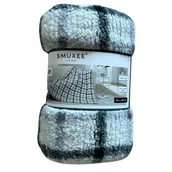 Koce - Koc Smukee poliester 150 cm x 200 cm biały, szary, zielony - miniaturka - grafika 1