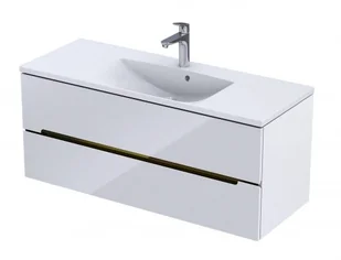 Oristo Szafka wisząca podumywalkowa SILVER UNI 120 cm, BIAŁY POŁYSK, LISTWA ZŁOTY OR33-SD2S-120-1-V5 - Szafki łazienkowe - miniaturka - grafika 1