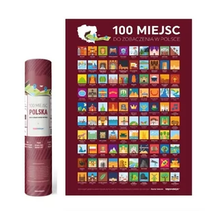 Mapa Zdrapka Plakat Bucket List 100 Miejsc Polska - Gadżety do domu - miniaturka - grafika 1