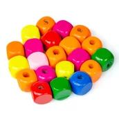 Dekoratorstwo - Drewniane koraliki KOSTKA 10x10mm mix kolorów 20szt. - miniaturka - grafika 1