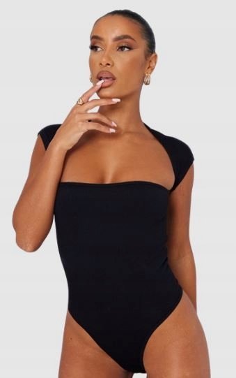 PRETTYLITTLETHING CZARNE BODY PRĄŻKOWANE L 0A1A1_D*