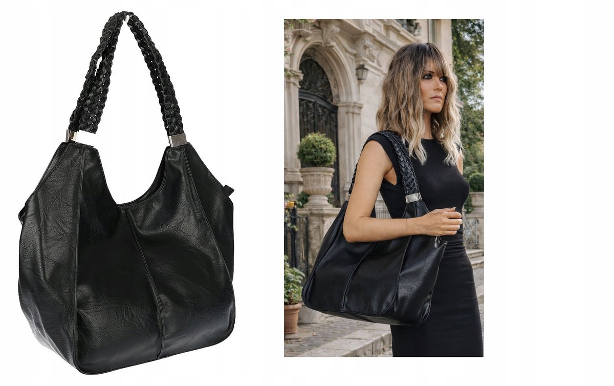 Torebka Damska na Ramię Duża Włoskiej Marki dudlin Shopper 203C Czarna