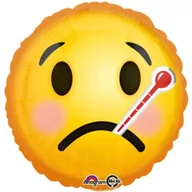 Balony i akcesoria - Amscan Balon foliowy "Emotikon Chory", 17" RND 33698 - miniaturka - grafika 1