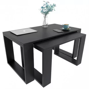 Zestaw czarnych prostokątnych stolików kawowych - Juna 4X - Ławy i stoliki kawowe - miniaturka - grafika 1