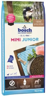 Bosch Petfood Junior Mini drób (nowa receptura) 15kg + MACED Kość Wiązana Biała Bekon 21cm - Sucha karma dla psów - miniaturka - grafika 1