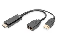 Adaptery i przejściówki - Kabel adapter HDMI 4K 30Hz na DisplayPort i USB A AK-330101-002-S - miniaturka - grafika 1