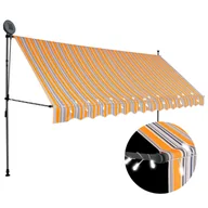 Markizy - vidaXL Ręcznie zwijana markiza z LED, 350 cm, żółto-niebieska vidaXL - miniaturka - grafika 1