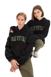 Trendyol Męska bluza oversize z kapturem, czarna, S, Czarny, S - Bluzy męskie - miniaturka - grafika 1