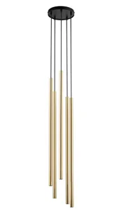 Lampa wisząca Sopel Lux 5 długa Złota –oświetlenie antresoli i wysokich salonów - Lampy sufitowe - miniaturka - grafika 1