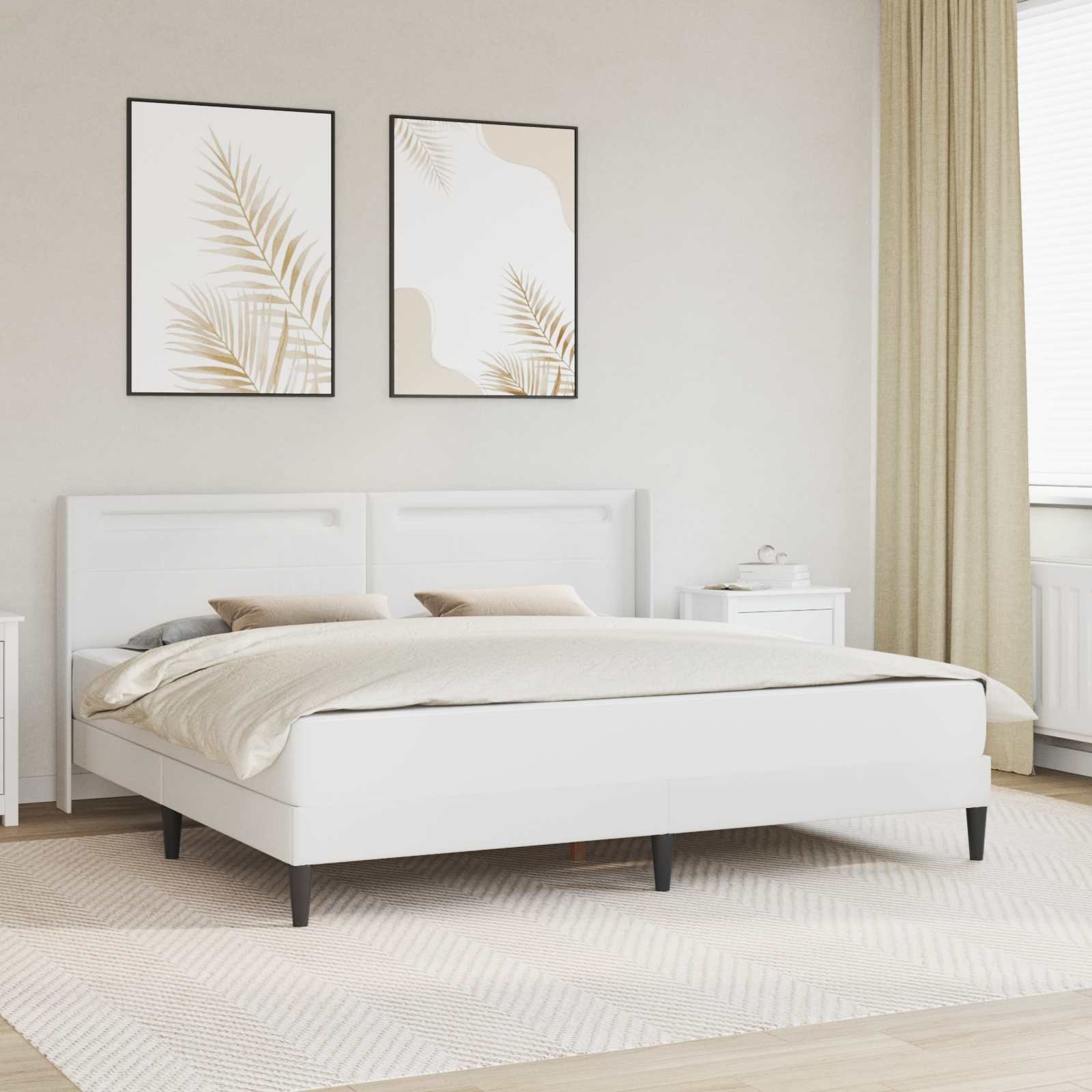 vidaXL vidaXL Rama łóżka z materacem Biały 180 x 200 cm Ekoskóra