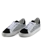 Trampki damskie - Anna Morellini Skórzane sneakersy "Gisara" w kolorze srebrno-biało-czarnym - miniaturka - grafika 1