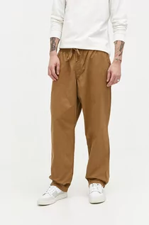 Spodnie męskie - Vans spodnie bawełniane kolor brązowy proste - grafika 1