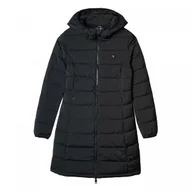 Płaszcze damskie - Damski płaszcz puchowy pikowany Guess New Aletta Long Puffer Jacket - czarny - GUESS - miniaturka - grafika 1