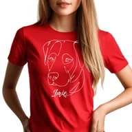 Koszulki i topy damskie - CZERWONY TSHIRT DAMSKI Dla Miłośnika Psów WIZERUNEK PUPILA Wzory Rozmiar XL - miniaturka - grafika 1