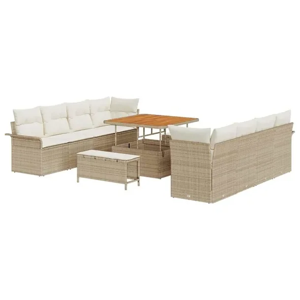 4-elementowy zestaw modułowy do ogrodu, beżowy, naturalny rattan
