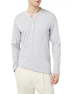 Koszulki męskie - TOM TAILOR Męski T-shirt z długim rękawem, 15398 – Light Stone Grey Melange, M - grafika 1